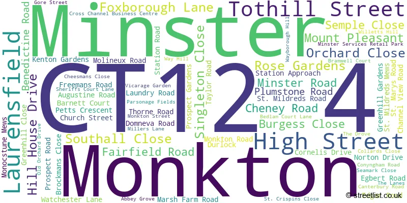 A word cloud for the CT12 4 postcode